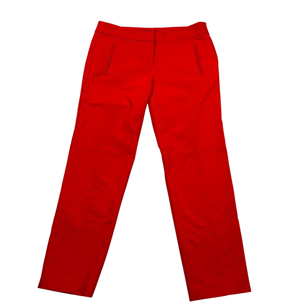 Ann Taylor Womens Red Straight Leg Dress Pants Trousers Crop‎ Slim Size 4